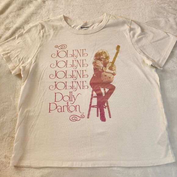 Old Navy Dolly Parton Jolene Cream Colored Tshirt With Graphics Size Large - Picture 1 of 8